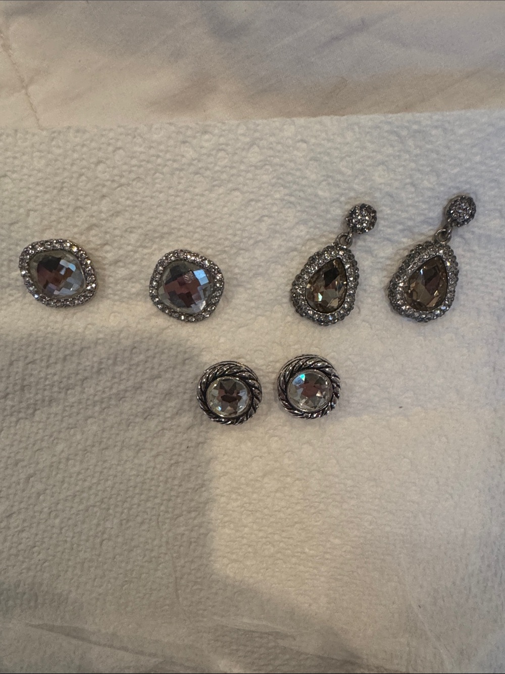 cezanne Silver-Tone Gray Crystal Earring Set (3 Pairs)